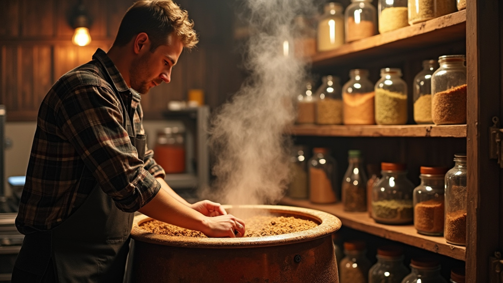 Brassage artisanal dans une microbrasserie