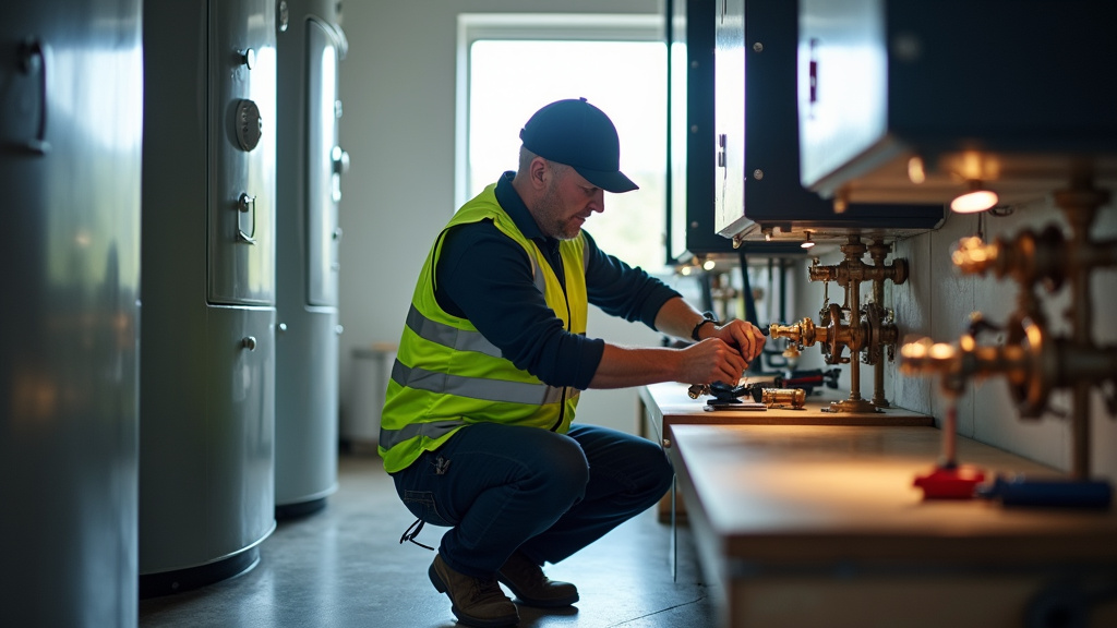 Apprentis chauffagistes en formation pratique sur des équipements modernes