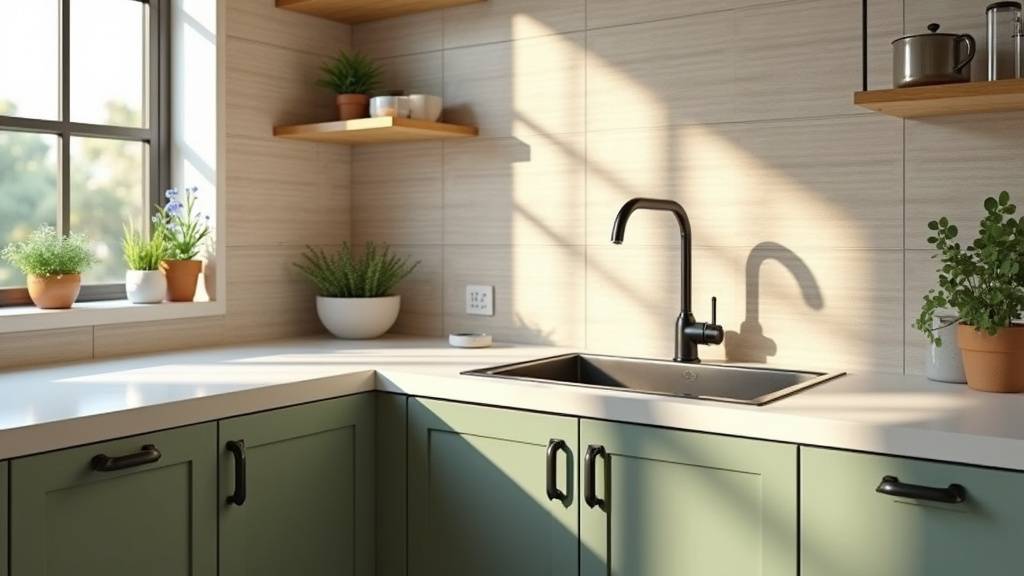 Cuisine avant travaux avec carrelage orange et meubles vetustes