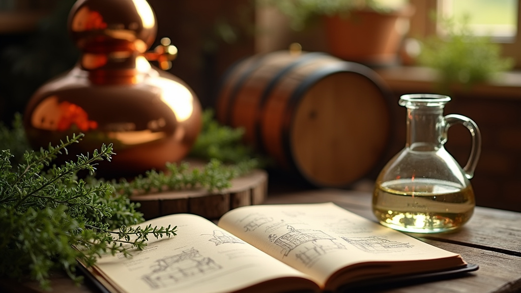 Alambics en cuivre dans une distillerie artisanale