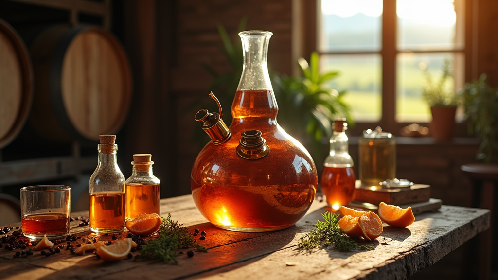 Maître distillateur contrôlant la qualité du spiritueux