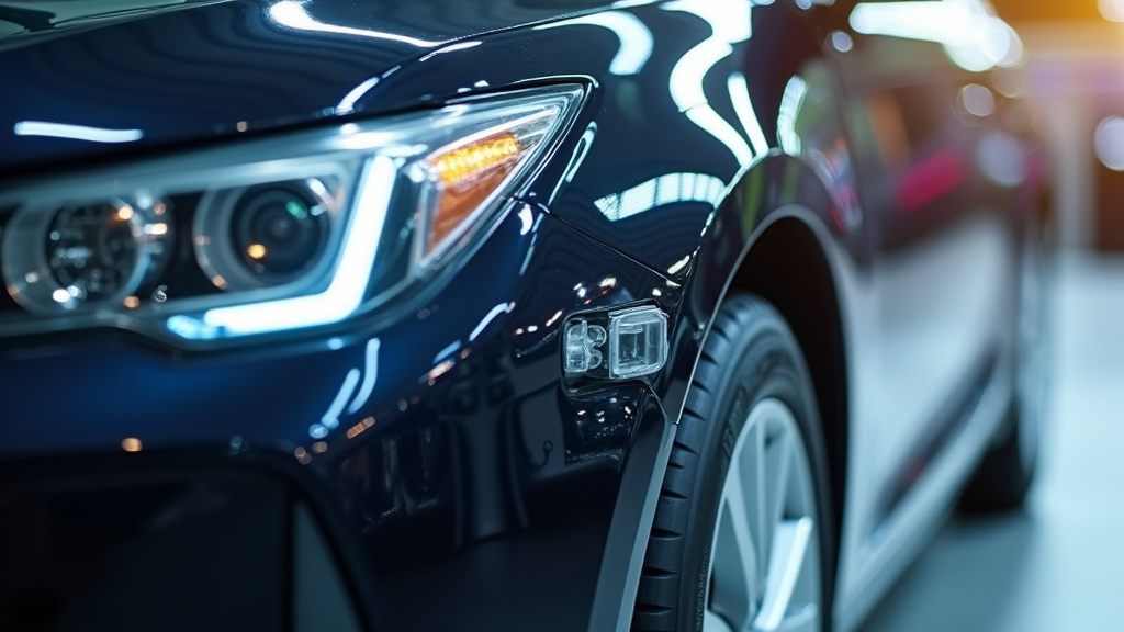 Technicien automobile travaillant sur un système électronique complexe dans un atelier moderne