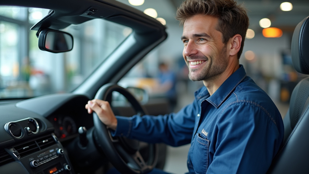 Atelier de réparation automobile avec des techniciens spécialisés en électronique