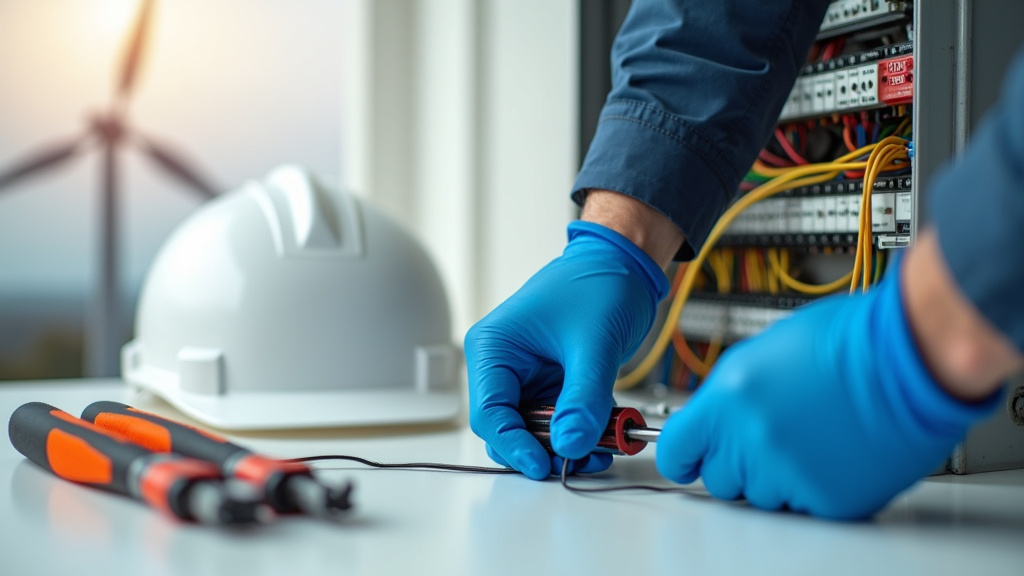 Électricien utilisant un multimètre pour diagnostiquer une installation