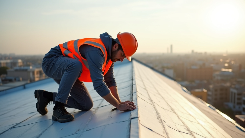 Technicien étancheur vérifiant son matériel sur un chantier