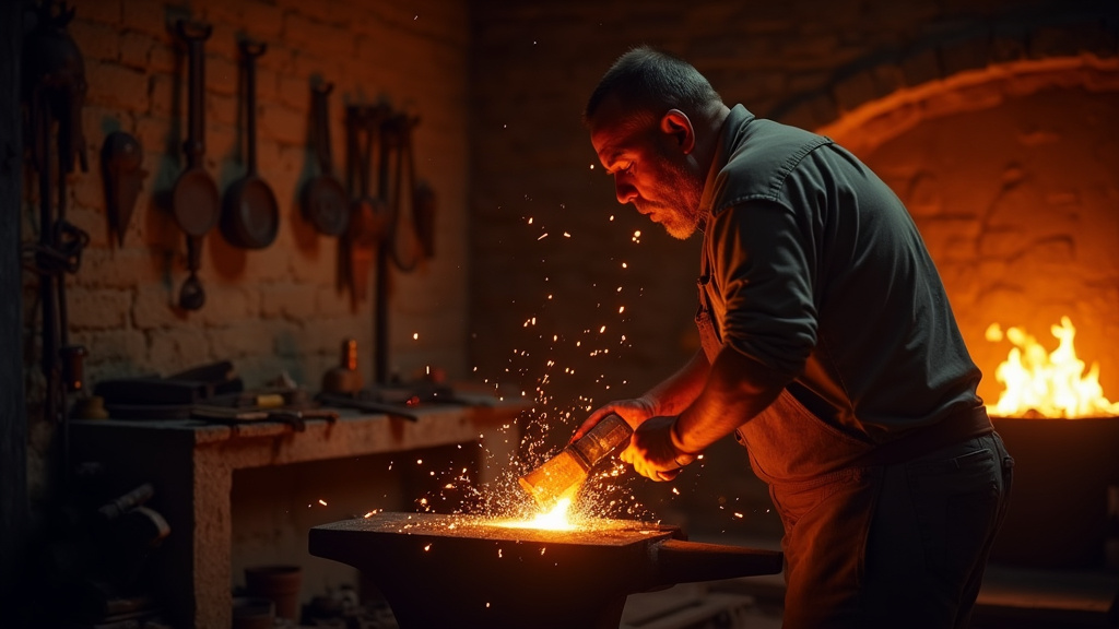 Atelier de forge moderne avec équipements de sécurité