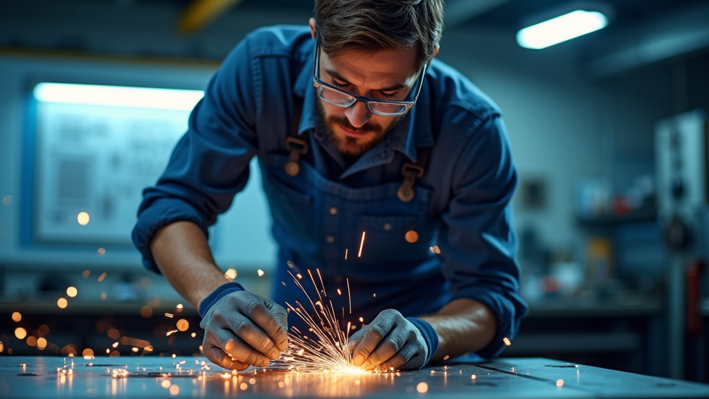 Fraiseur travaillant sur une machine CNC dans un atelier industriel