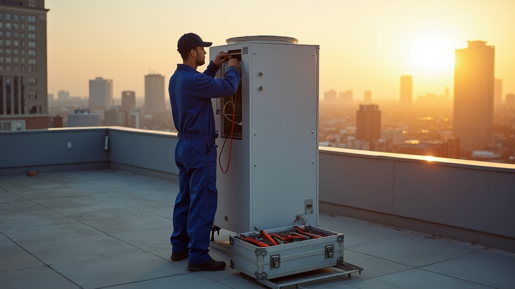 Technicien frigoriste travaillant sur des équipements de réfrigération industrielle