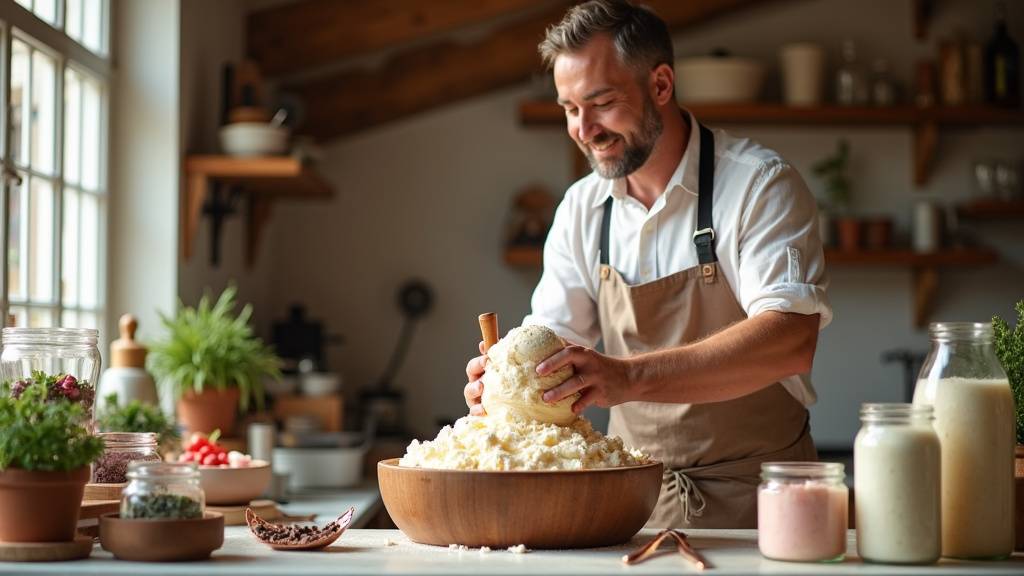 Artisan glacier décorant des coupes de glace avec des fruits et du chocolat
