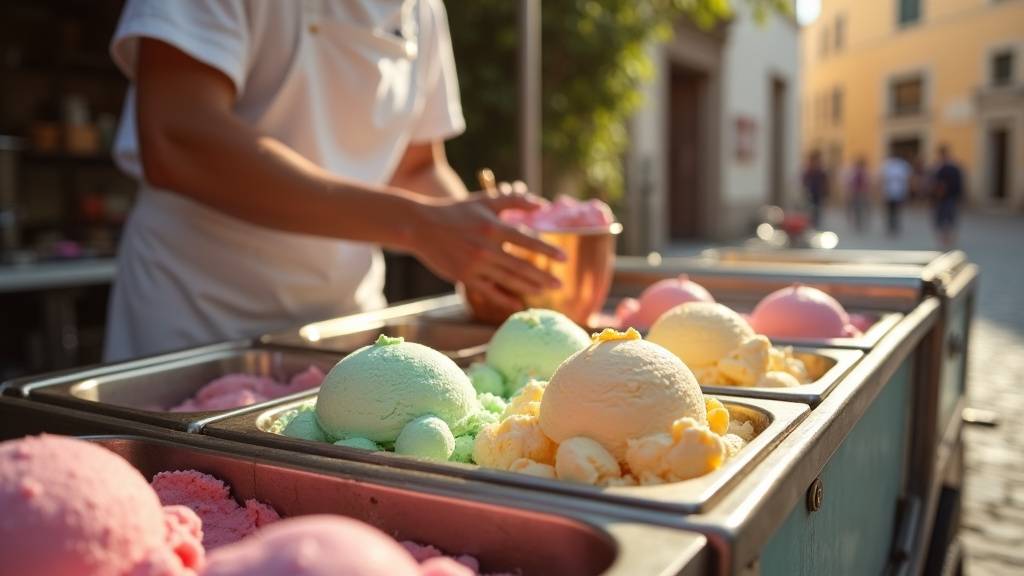 Apprenti glacier recevant des conseils d'un maître artisan sur la fabrication de sorbets