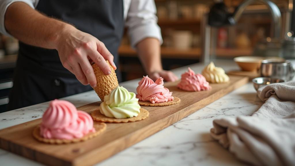 Artisan glacier préparant des glaces artisanales avec des fruits frais