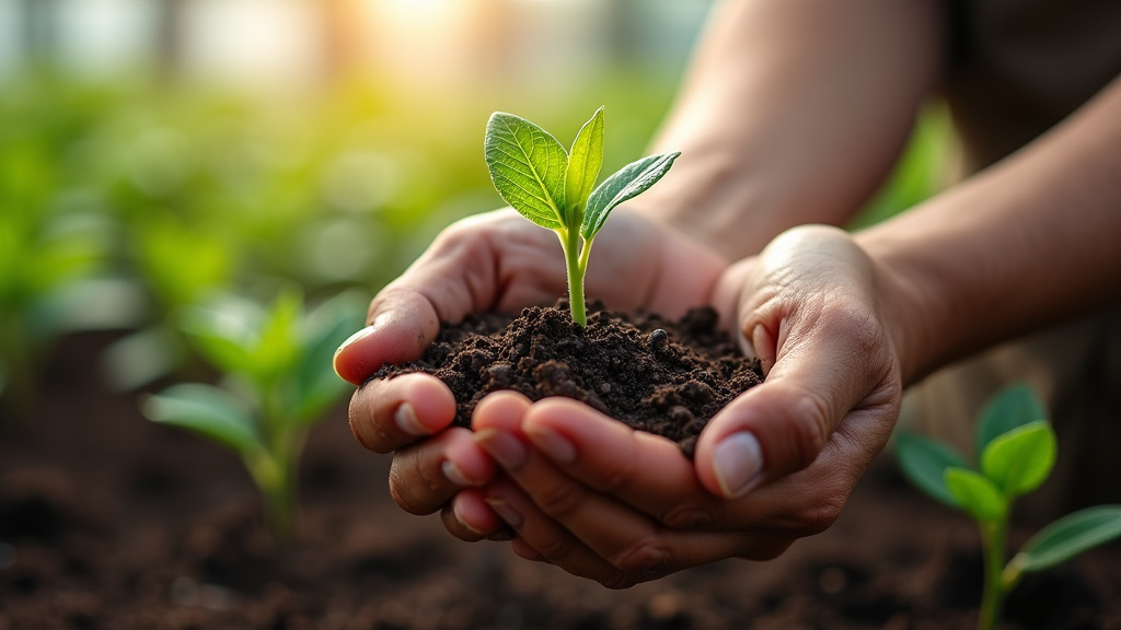 Horticulteur travaillant dans un jardin avec des plants variés