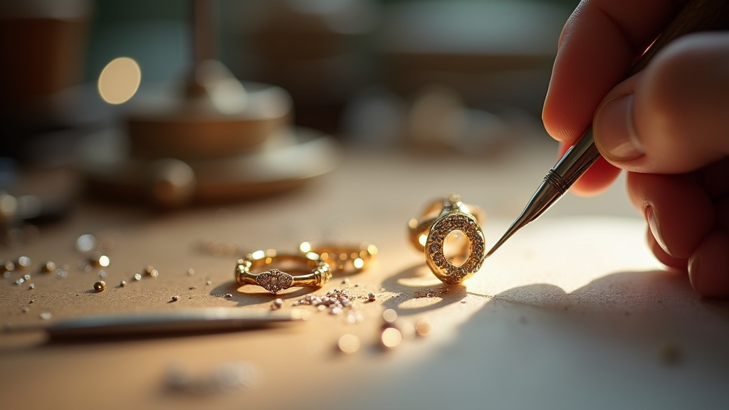 Atelier de joaillier avec outils de précision et pierres précieuses