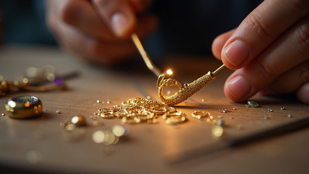 Joaillier travaillant dans son atelier avec des outils de précision