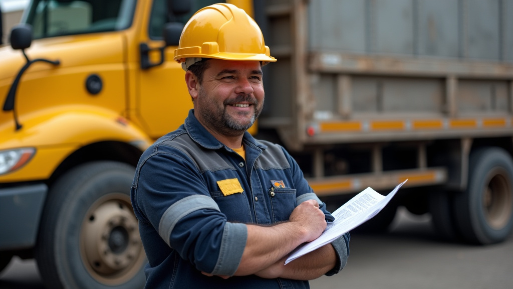 Mécanicien poids lourds effectuant un diagnostic électronique sur un camion
