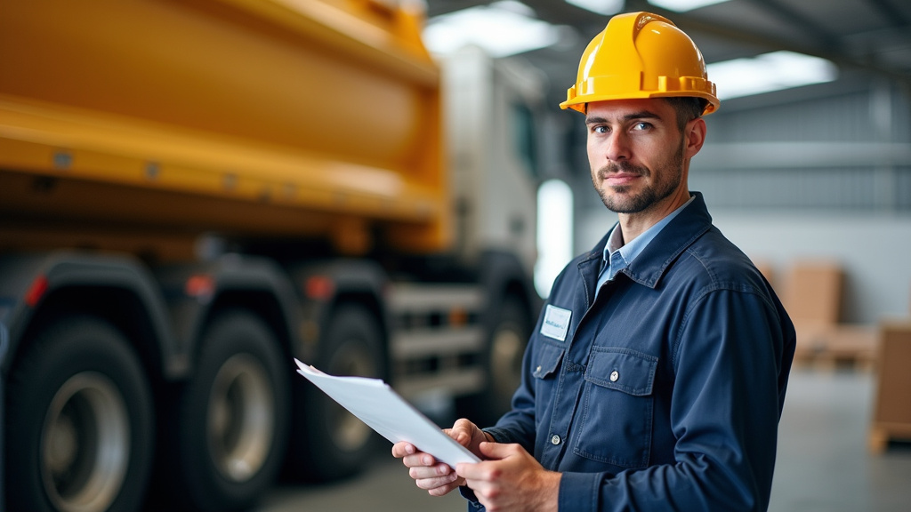 Mécanicien poids lourds travaillant sur un camion dans un atelier