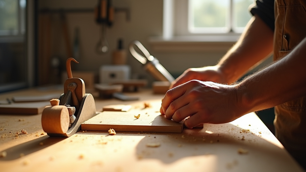 Menuisier travaillant dans un atelier avec des outils modernes