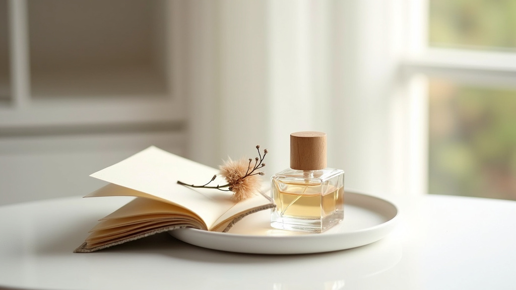 Parfumeur artisanal dosant des huiles essentielles dans son laboratoire