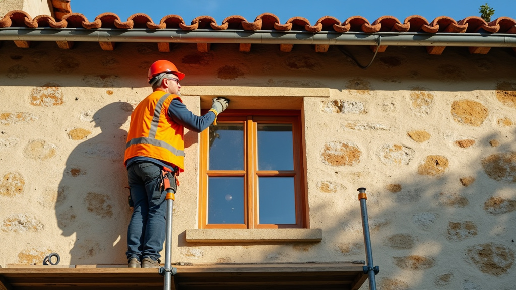Équipe de poseurs de fenêtres sur un chantier de rénovation