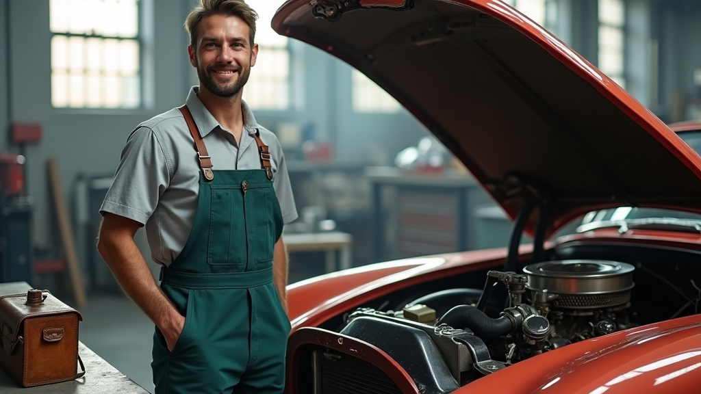 Préparateur automobile nettoyant l'intérieur d'une voiture de luxe