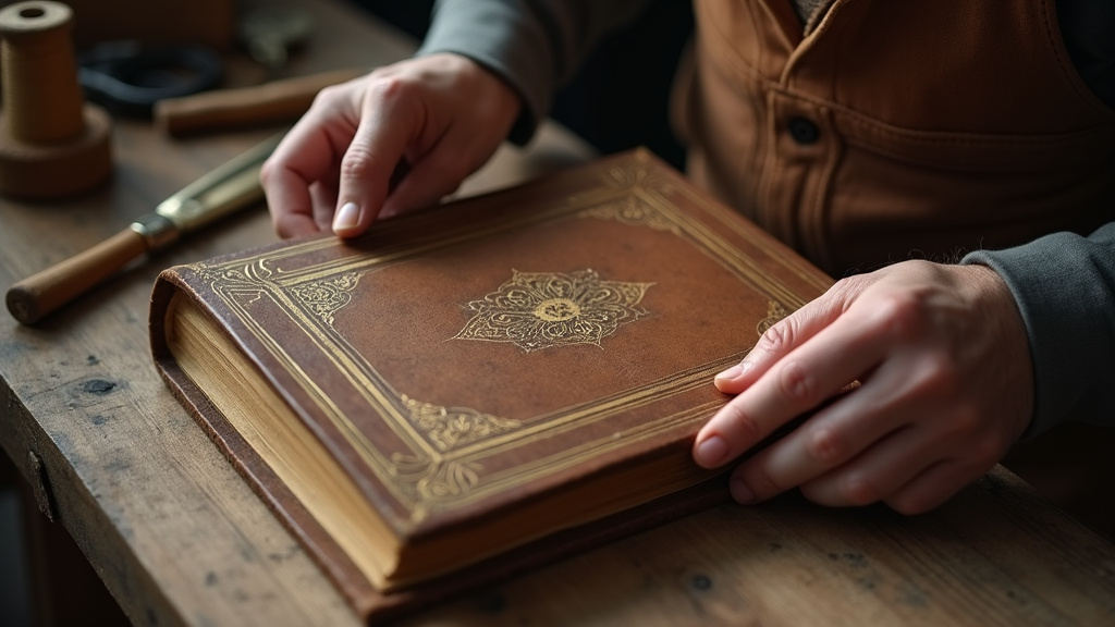 Atelier de relieur avec des outils et matériaux de travail