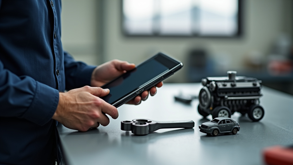 Diagnostic automobile avec ordinateur portable dans un atelier moderne