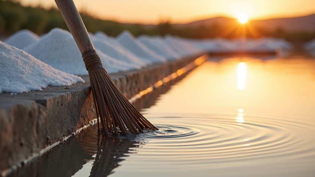 Marais salants côtiers en exploitation