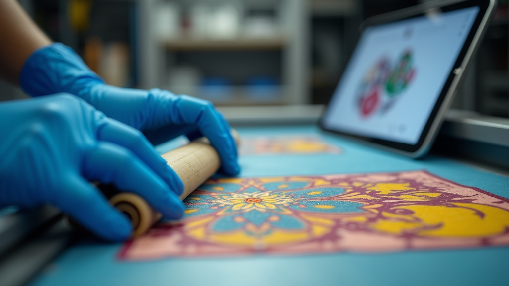 Sérigraphe au travail dans un atelier industriel