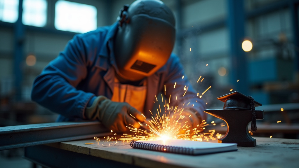 Soudeur travaillant avec précision sur un projet industriel