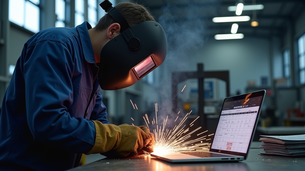 Soudeur professionnel au travail dans un atelier industriel