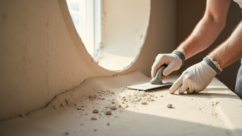 Stucateur travaillant sur une décoration en stuc dans un atelier